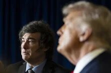 El presidente Donald Trump participa en una reunión privada con Javier Milei, presidente de Argentina, en la sede de las Naciones Unidas en la ciudad de Nueva York, el martes 23 de septiembre de 2025. 