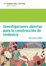 Portada publicación "investigaciones abiertas para la construcción de evidencia" con ilustraciones sobre la IA