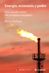 Portada del libro. Imagen de extracción de petroleo con fondo en tonos rojos y fuego.