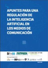 Portada informe sobre fondo azul "La IA en los medios de comunicación"